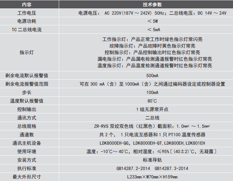 LDT9104EH組合式<a href=http://www.myccterminal.com/dianqihuozai/ target=_blank class=infotextkey>電氣火災(zāi)監(jiān)控</a>探測器參數(shù)