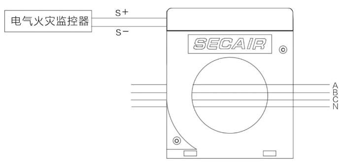J-SCM41(160)剩余電流式<a href=http://www.myccterminal.com/dianqihuozai/ target=_blank class=infotextkey>電氣火災(zāi)監(jiān)控</a>探測(cè)器接線圖